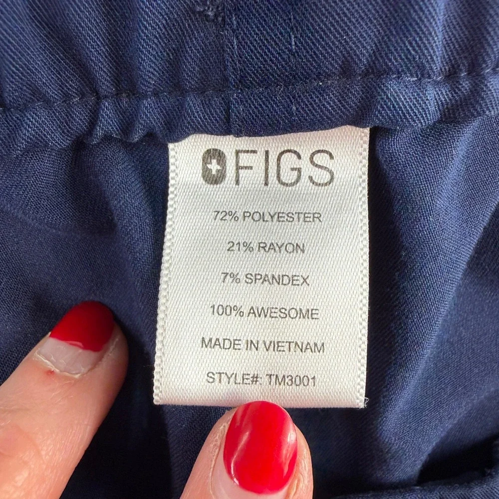 Figs Size‎ Large Cairo Cargo Scrub Straight Leg Pants Navy Blue Zip Button Mens